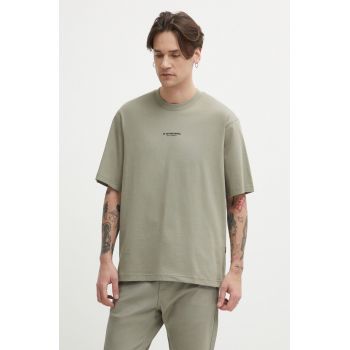 G-Star Raw tricou din bumbac barbati, culoarea verde, cu imprimeu