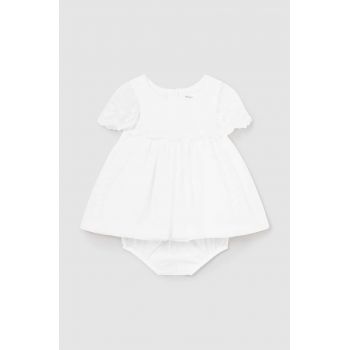 Mayoral Newborn rochie bebe culoarea bej, mini, evazati