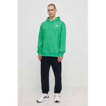 The North Face bluza M Essential Hoodie barbati, culoarea verde, cu glugă, neted, NF0A7ZJ9PO81