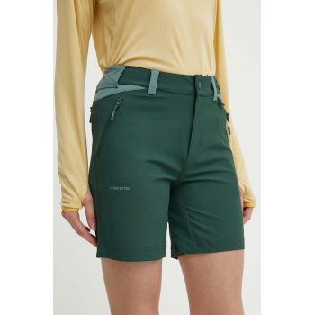 Viking pantaloni scurți outdoor Sequoia culoarea verde, neted, medium waist