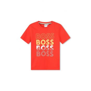 BOSS tricou de bumbac pentru copii culoarea rosu, cu imprimeu
