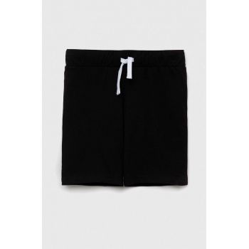 United Colors of Benetton pantaloni scurți din bumbac pentru copii culoarea negru, neted, talie reglabila