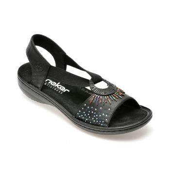 Sandale casual RIEKER negre, 60880, din piele ecologica