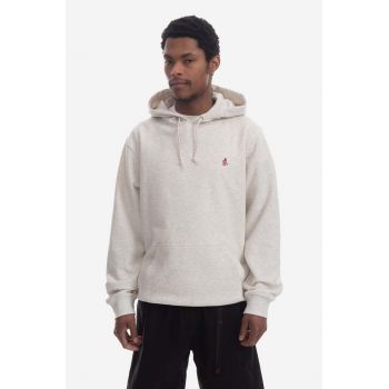 Gramicci hanorac de bumbac One Point Hooded Sweatshirt barbati, culoarea bej, cu glugă, neted