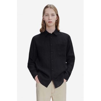 A.P.C. cămașă A.P.C. Chemise Cassel LIAEK-H12545 BLACK bărbați, culoarea negru, cu guler clasic, regular LIAEK.H12545-BLACK