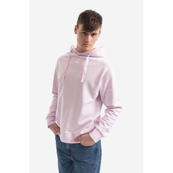 A.P.C. hanorac de bumbac Hoodie Larry bărbați, culoarea roz, cu glugă, uni COEIP.H27622-ROSEPALE