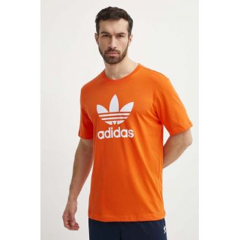 adidas Originals tricou din bumbac barbati, culoarea portocaliu, cu imprimeu, IR8000 de firma original