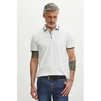 Medicine polo de bumbac barbati, culoarea alb, neted ieftin