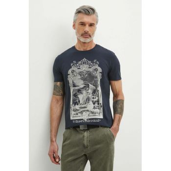 Medicine tricou din bumbac barbati, culoarea albastru marin, cu imprimeu