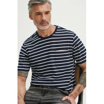 Medicine tricou din bumbac barbati, culoarea albastru marin, modelator