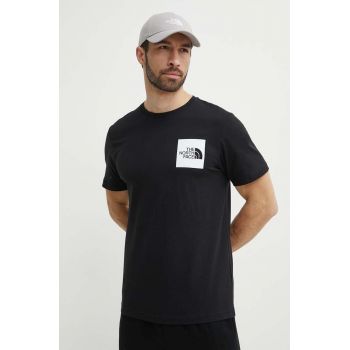 The North Face tricou din bumbac M S/S Fine Tee barbati, culoarea negru, cu imprimeu, NF0A87NDJK31 ieftin