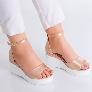 Sandale dama cu platforma Bronz din Piele Ecologica Irola