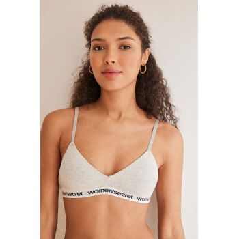 women'secret sutien LOGO culoarea gri, bumbac, neted, 5057080