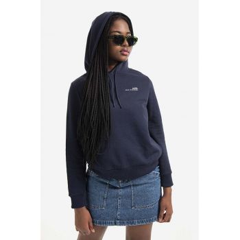 A.P.C. hanorac de bumbac Hoodie Item F femei, culoarea bleumarin, cu glugă, uni COEAS.F27674-PECHE