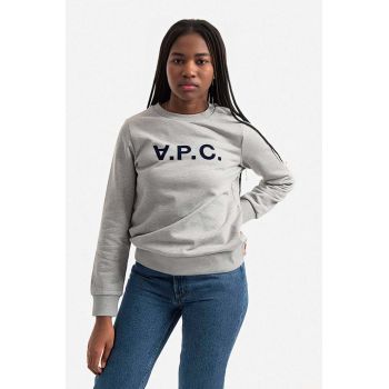 A.P.C. hanorac de bumbac Sweat Viva femei, culoarea gri, cu imprimeu