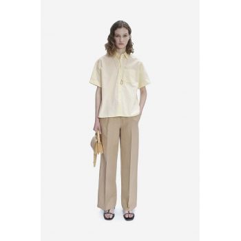 A.P.C. pantaloni din in culoarea bej, drept, medium waist LIAEO.F08426-BEIGE