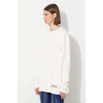 A.P.C. pulover de lână femei, culoarea alb, light