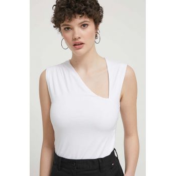 Abercrombie & Fitch top femei, culoarea alb