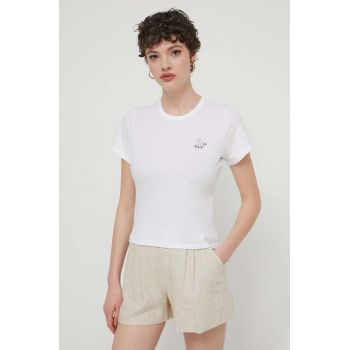 Abercrombie & Fitch tricou din bumbac femei, culoarea bej