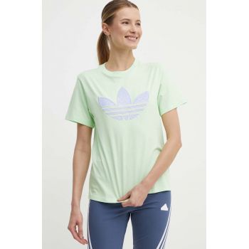 adidas Originals tricou din bumbac femei, culoarea verde, IU2374