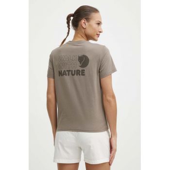 Fjallraven tricou Walk With Nature femei, culoarea maro, F14600171