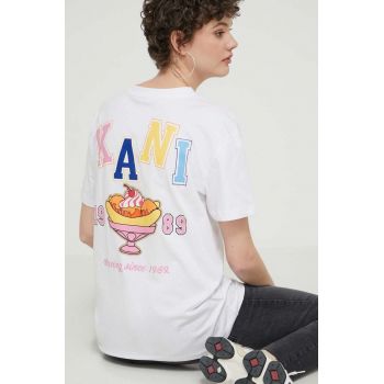 Karl Kani tricou din bumbac femei, culoarea alb