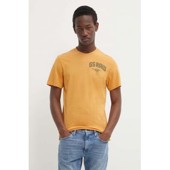 G-Star Raw tricou din bumbac barbati, culoarea maro, cu imprimeu