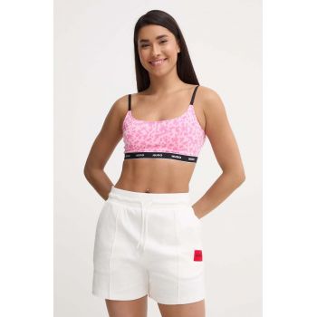 HUGO pantaloni scurți din bumbac culoarea bej, uni, high waist, 50514867