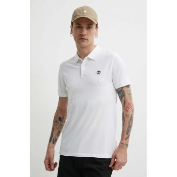 Timberland tricou polo barbati, culoarea alb, cu imprimeu, TB0A2DJE1001