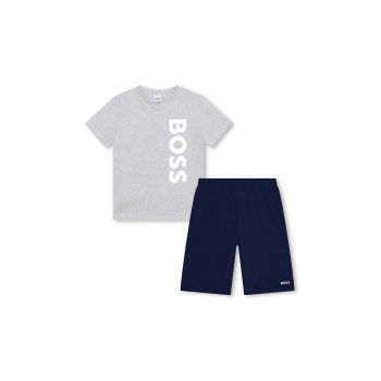 BOSS set de bumbac pentru copii culoarea gri