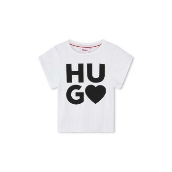 HUGO tricou copii culoarea alb