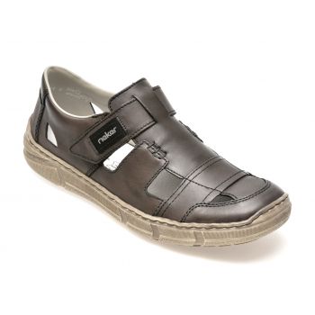 Pantofi casual RIEKER negri, 4050, din piele naturala