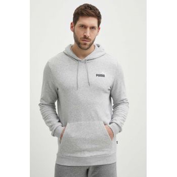 Puma bluză bărbați, culoarea gri, cu glugă, imprimeu, 680990