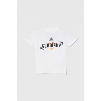 adidas Performance tricou de bumbac pentru copii x UEFA Euro 2024 culoarea alb, cu imprimeu