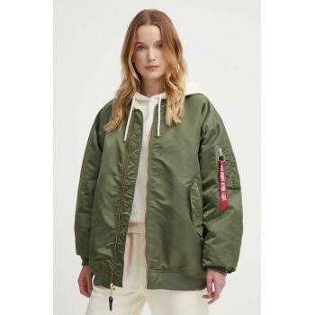 Alpha Industries geaca bomber MA-1 CORE WMN femei, culoarea verde, de iarna, oversize