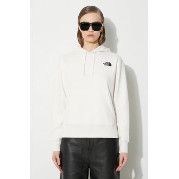 The North Face bluză W Essential Hoodie femei, culoarea bej, cu glugă, uni, NF0A7ZJDQLI1