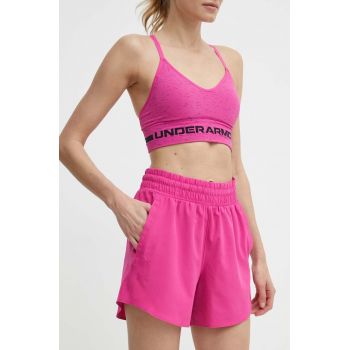 Under Armour pantaloni scurți de antrenament Flex culoarea roz, neted, high waist