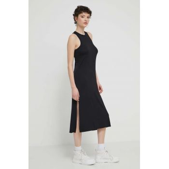 Volcom rochie culoarea negru, midi, evazati