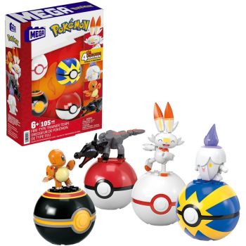 Mattel MEGA Pokémon 4 Fire-Type Pokémon Sets, Construction Toys