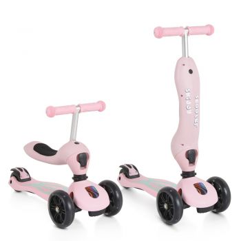 Trotineta transformabila 2in1 cu scaunel Byox Skiddy Pink