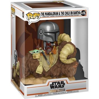Jucarie POP! Deluxe Star Wars - Mando on Bantha with Child in Bag Toy Figure (17.1 cm)