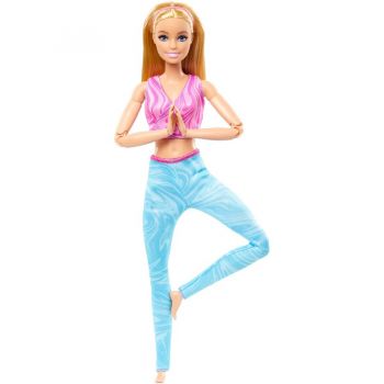 Mattel Made to Move with pink sports top and blue yoga pants doll