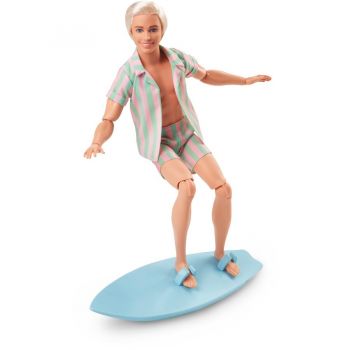 Mattel Signature The Movie Ken Doll Wearing Pastel Pink and Green Striped Beach Outfit Mini-Play Figure