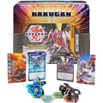 Spin Master Bakugan Baku-Tin Toy Figure (Premium Storage Box with Exclusive Darkus Sectanoid Bakugan and Additional Mystery Bakugan)