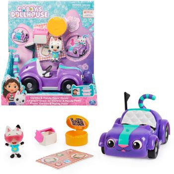 Spin Master Gabby's Dollhouse - Carlita toy car with Pandy Paws figure, toy vehicle