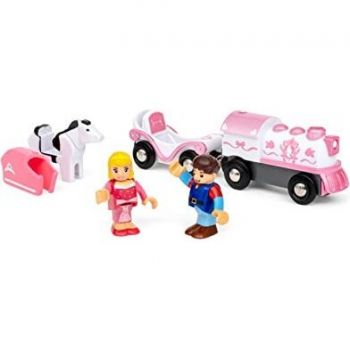 Jucarie Disney Princess Sleeping Beauty Battery Locomotive Toy Vehicle (includes Princess Carriage, Prince Philip and Samson the Horse)