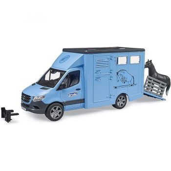 Jucarie MB Sprinter animal transporter with horse, model vehicle (blue)