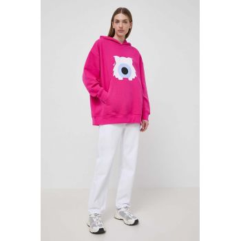 Karl Lagerfeld bluza x Darcel Disappoints femei, culoarea roz, cu glugă, cu imprimeu