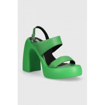 Karl Lagerfeld sandale de piele ASTRAGON HI culoarea verde, KL33724