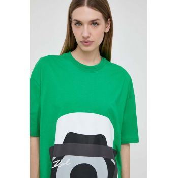 Karl Lagerfeld tricou din bumbac x Darcel Disappoints femei, culoarea verde ieftin